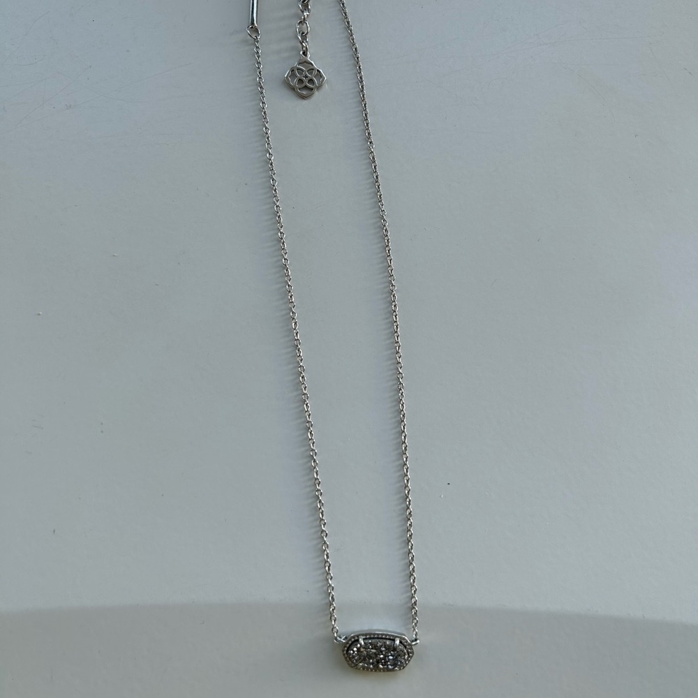 Elisa Silver Pendant Necklace in Platinum Drusy- Kendra Scott